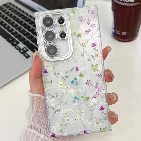 Чехол Electroplating Laser Flower Texture для Samsung Galaxy S25 Ultra 5G - Wild Chrysanthemum