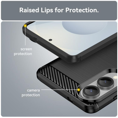 Протиударний чохол Brushed Texture Carbon Fiber для Samsung Galaxy S25 Edge 5G - чорний