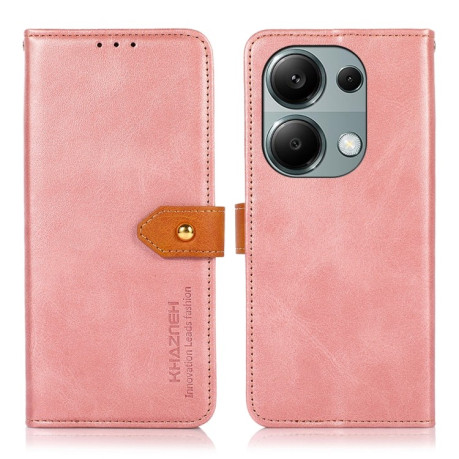 Чехол-книжка KHAZNEH Cowhide Texture на Xiaomi Redmi Note 13 4G - розовое золото