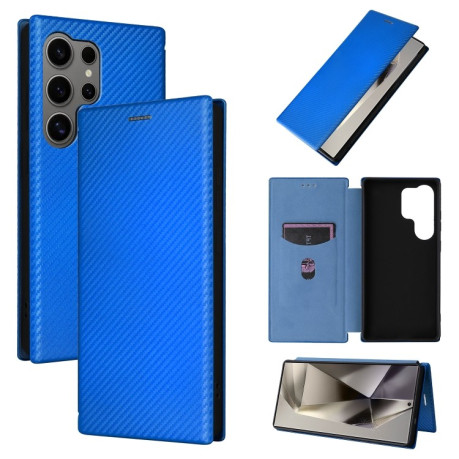 Чохол-книжка Carbon Fiber Texture на Samsung Galaxy S25 Ultra 5G - синій
