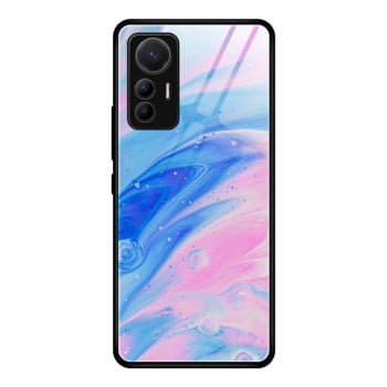Противоударный стеклянный чехол Marble Pattern Glass на Xiaomi 12 Lite - Pink