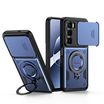 Чехол Escase с кольцом-держателем и слайдером камеры на Infinix Hot 60i 4G / 60 5G — синий