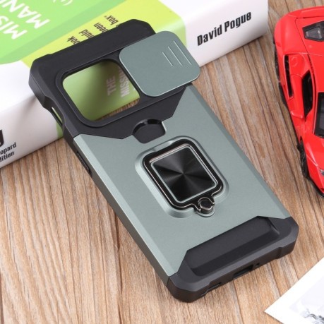 Противоударный чехол Sliding Camera Design для OnePlus 10 Pro - зеленый