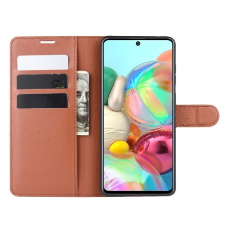 Чехол-книжка Litchi Texture на Samsung Galaxy A81 / M60S / Note 10 Lite -коричневый