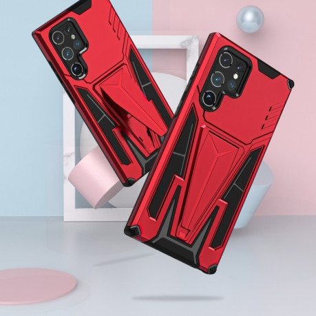 Противоударный чехол Super V Armor для Samsung Galaxy S22 Ultra 5G - красный