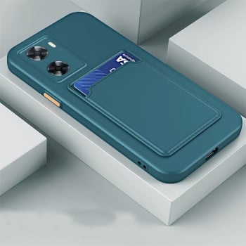 Противоударный чехол Skin Feel Card TPU Contrast Color Button для Vivo V25 5G - зеленый