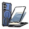 Противоударный чехол Hidden Metal Holder Magnetic Shockproof с металлическим держателем для Samsung Galaxy S26+ 5G — тёмно-синий