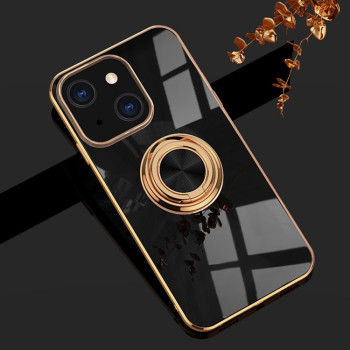 Ударозащитный чехол 6D Electroplating with Magnetic Ring для iPhone 13 mini - черный
