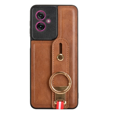 Протиударний чохол Wristband Leather Back для Motorola Moto G55 5G - коричневий