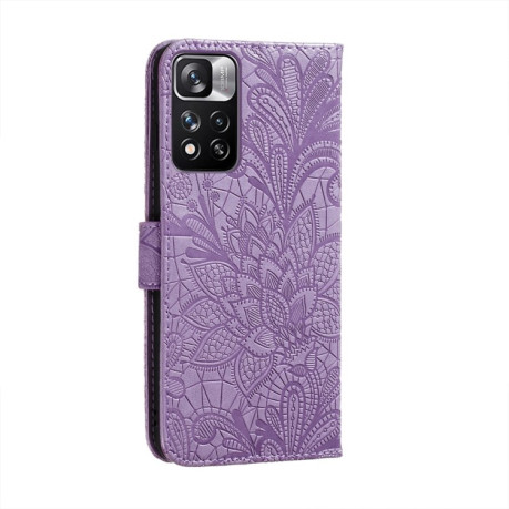 Чехол-книжка Lace Flower для Xiaomi Redmi Note 11 Pro 5G (China)/11 Pro+ - фиолетовый