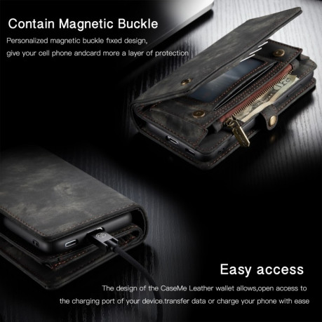 Чехол-кошелек CaseMe 008 Series Zipper Style на Samsung Galaxy S21 Ultra - черный