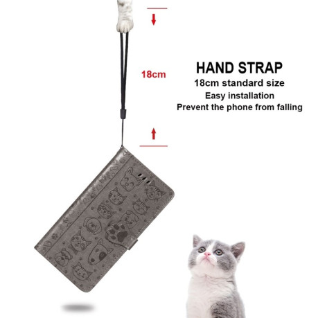 Чохол-книжка Cute Cat and Dog Embossed на Xiaomi Mi Note 10 Lite - сірий