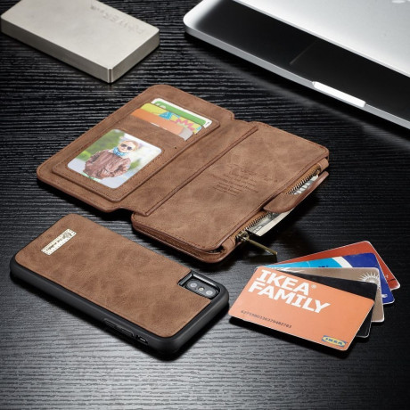 Кожаный Чехол-кошелек CaseMe 007 Series с отделением для кредитных карт и флипом на iPhone X/Xs коричневый