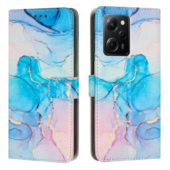 Чехол-книжка Painted Marble Pattern для Xiaomi Redmi Note 12 Pro Speed / Poco X5 Pro 5G - розово-синий