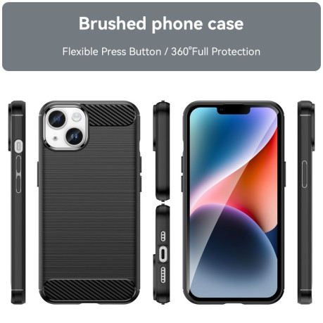 Чохол протиударний Brushed Texture Carbon Fiber на iPhone 15 Plus - чорний