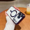 Противоударный чехол Electroplating (Magsafe) для iPhone 17 Pro - фиолетовый