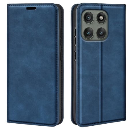 Чехол-книжка Retro Skin Feel Business Magnetic на Motorola Edge 60 Pro - синій