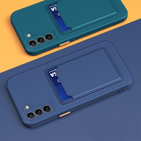 Противоударный чехол Card Slot Design для Samsung Galaxy S21 FE 5G - синий