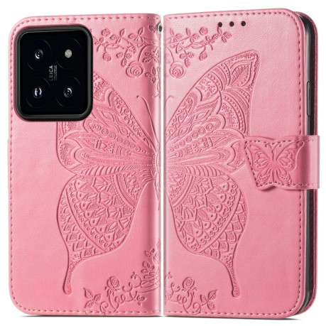 Чехол-книжка Butterfly Love Flower Embossed для Xiaomi 14 - розовый