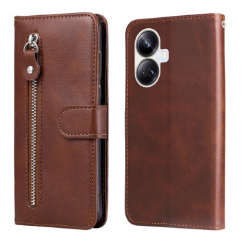 Чехол-книжка Fashion Calf Texture для Realme 10 Pro+ 5G - коричневый