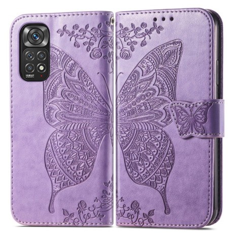 Чохол-книжка Butterfly Love Flower Embossed Xiaomi Redmi Note 12 Pro 4G/11 Pro Global(4G/5G)/11E Pro - фіолетовий