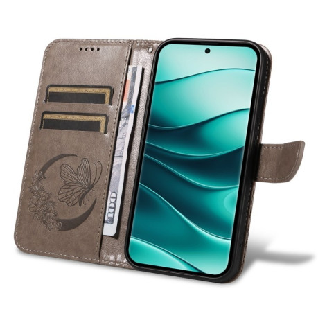 Чохол-книжка Swallowtail Butterfly Embossed Leather для Xiaomi Redmi Note 14 Pro / 14 Pro+ 5G - сірий