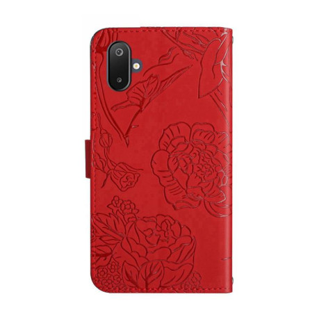 Чехол-книжка Embossed Butterfly для Samsung Galaxy M06 5G - червоний
