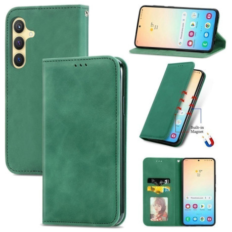 Чохол-книжка Retro Skin Feel Business Magnetic  для Samsung Galaxy S25+ 5G - зелений