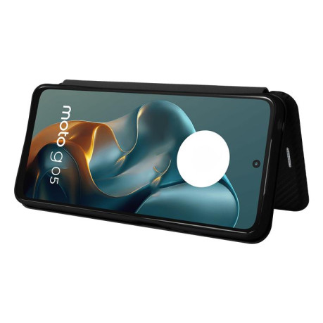 Чехол-книжка Carbon Fiber Texture на Motorola Moto G05 / E15 - черный