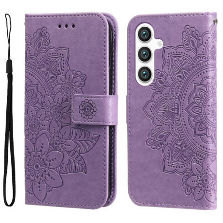 Чохол-книжка 7-petal Flowers Embossing на Samsung Galaxy S24 - фіолетовий