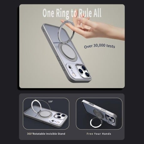 Чехол Kalebol с подставкой 360 и MagSafe на iPhone 17 Pro - серый