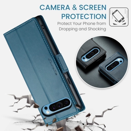 Чохол-книжка CaseMe 023 Butterfly Buckle Litchi Texture RFID Anti-theft Leather для Google Pixel 9 Pro XL - синій