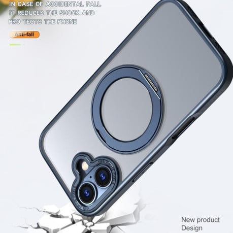 Чохол kalebol з MagSafe та підставкою 360 Metal Ring Holder на iPhone 17 - синій