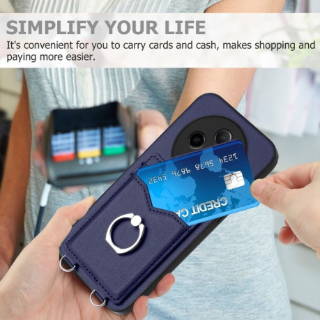 Противоударный чехол R20 Ring Card Holder для OPPO A3 Pro 5G - синий