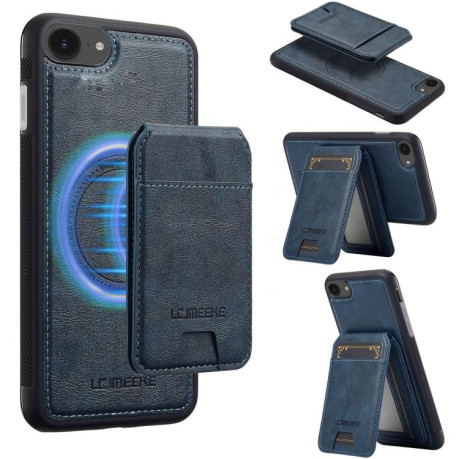 Чехол-книжка LC.IMEEKE L3 Series Detachable RFID Card Bag Magsafe для iPhone 16e - синий