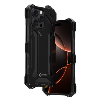 Противоударный чехол R-JUST RJ-17 Shockproof Armor Hollow Metal для iPhone 16 Pro Max - черный
