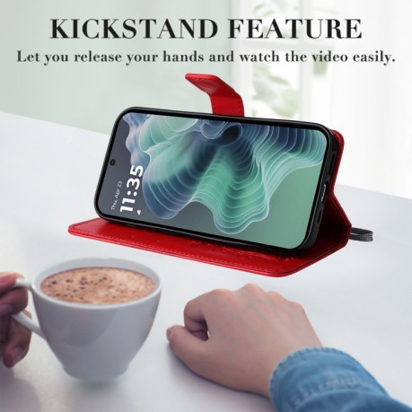 Чехол-книжка Embossed Butterfly для Motorola Moto G35 - красный