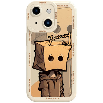 Чехол Liquid Angel Eyes Paper Bag Man для iPhone 15 - бежевый