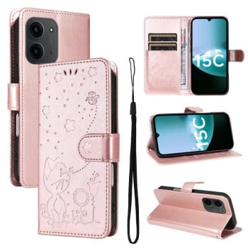 Чохол-книжка Cat Embossing Pattern на Xiaomi Redmi 15C 5G / 4G EU 173mm - золото