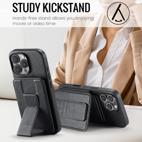 Чохол Fierre Shann Oil Wax Cow Leather Card Holder для iPhone 16 Pro - чорний
