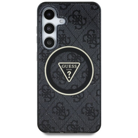 Оригинальный чехол Guess 4G Glitter Triangle Buttons MagSafe для Samsung Galaxy S25 - black