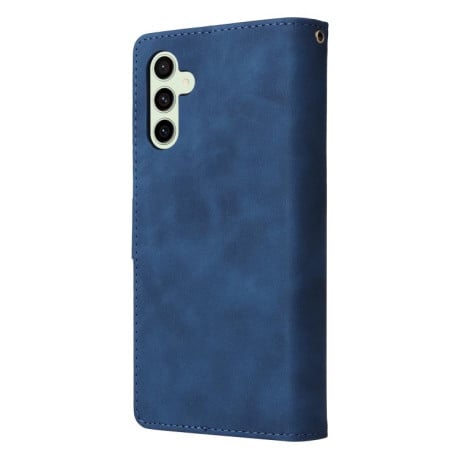 Чохол-книжка Multifunctional Frosted Zipper Wallet з матовою фактурою та ремінцем на Samsung Galaxy S25 FE 5G - синій