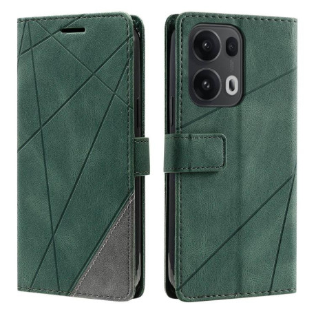 Чехол-книжка Skin Feel Splicing для OPPO Reno13 Pro 5G - зеленый