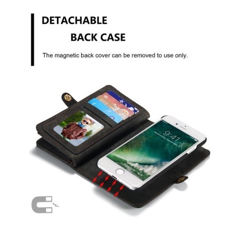 Шкіряний чохол-гаманець CaseMe на iPhone SE 3/2 2022/2020/8/7 (Чорний)