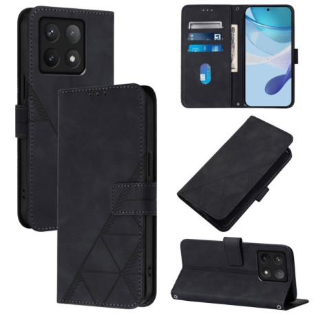 Чохол-книжка Crossbody 3D Embossed Flip Leather на Xiaomi 14T Pro - чорний
