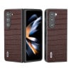 Противоударный кожаный чехол ABEEL Crocodile Texture для Samsung Galaxy Fold 5 - коричневый