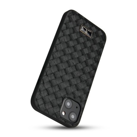 Противоударный чехол Fierre Shann Leather для iPhone 15 - Woven Black