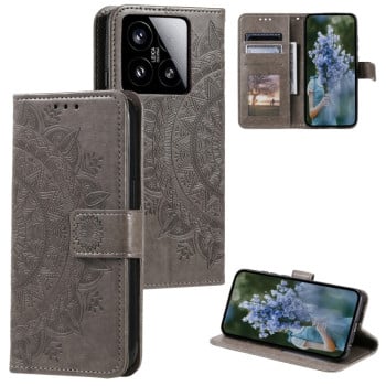 Чехол-книжка Totem Flower для Xiaomi 15 - серый