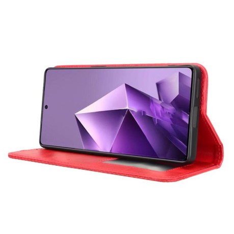 Чохол-книжка Magnetic Buckle Retro Crazy Horse Texture на Infinix Note 50 Pro+ - червоний