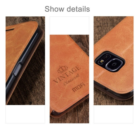 Кожаный Чехол Книжка Mofi Vintage Brown для Samsung Galaxy S7 Edge / G935 - коричневый